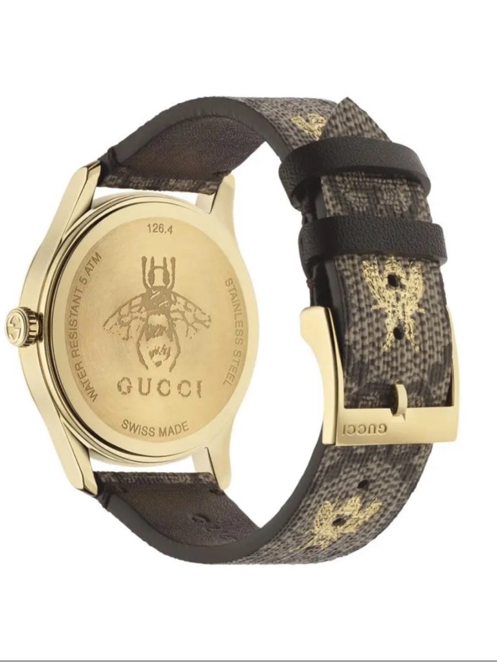 Gucci Brown and Gold Bee Motif Men's Watch - Picture 2 of 4